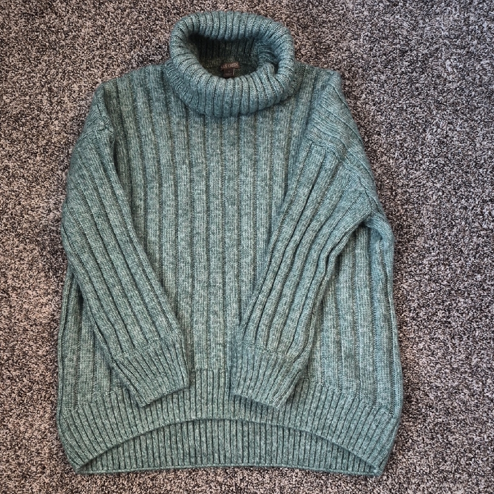 Falls Creek Green Ribbed Knit Turtleneck Sweater